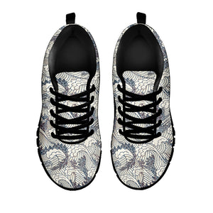 Chinese Sea Dragon Pattern Print Black Sneakers