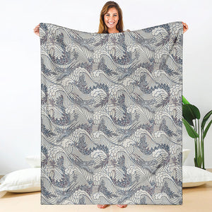 Chinese Sea Dragon Pattern Print Blanket