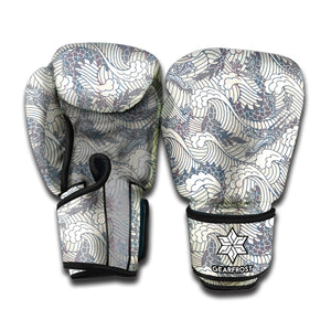 Chinese Sea Dragon Pattern Print Boxing Gloves