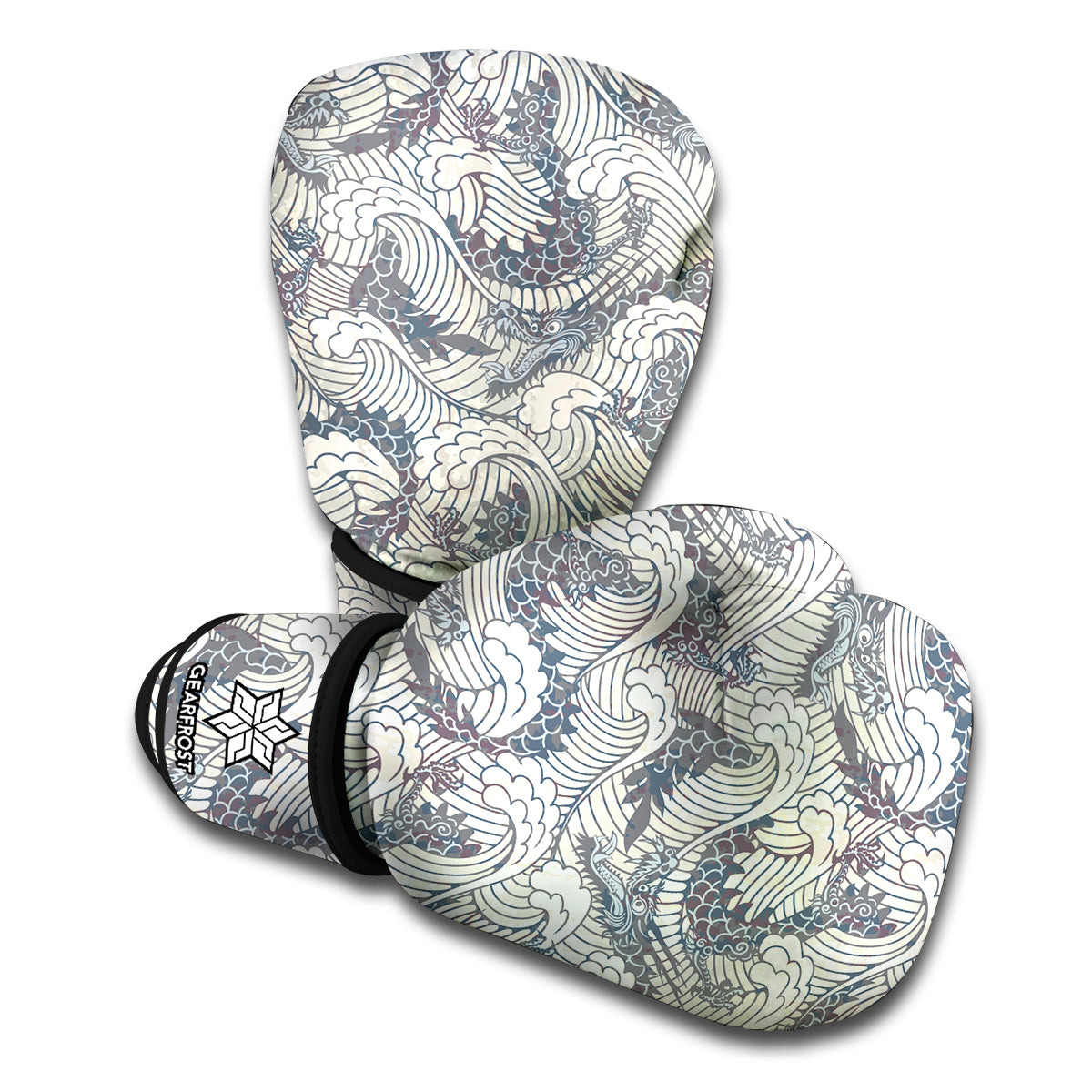 Chinese Sea Dragon Pattern Print Boxing Gloves