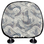 Chinese Sea Dragon Pattern Print Car Headrest Covers