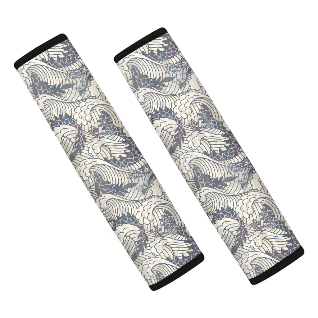 Chinese Sea Dragon Pattern Print Car Seat Belt Covers