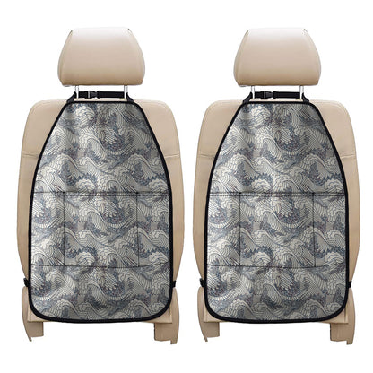 Chinese Sea Dragon Pattern Print Car Seat Organizers