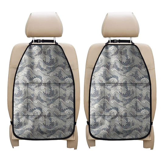 Chinese Sea Dragon Pattern Print Car Seat Organizers