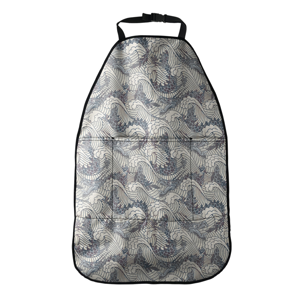 Chinese Sea Dragon Pattern Print Car Seat Organizers