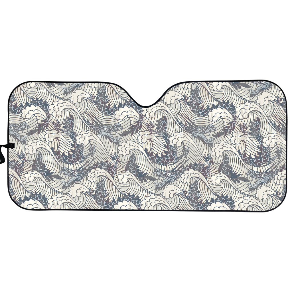 Chinese Sea Dragon Pattern Print Car Sun Shade