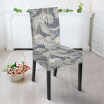 Chinese Sea Dragon Pattern Print Dining Chair Slipcover