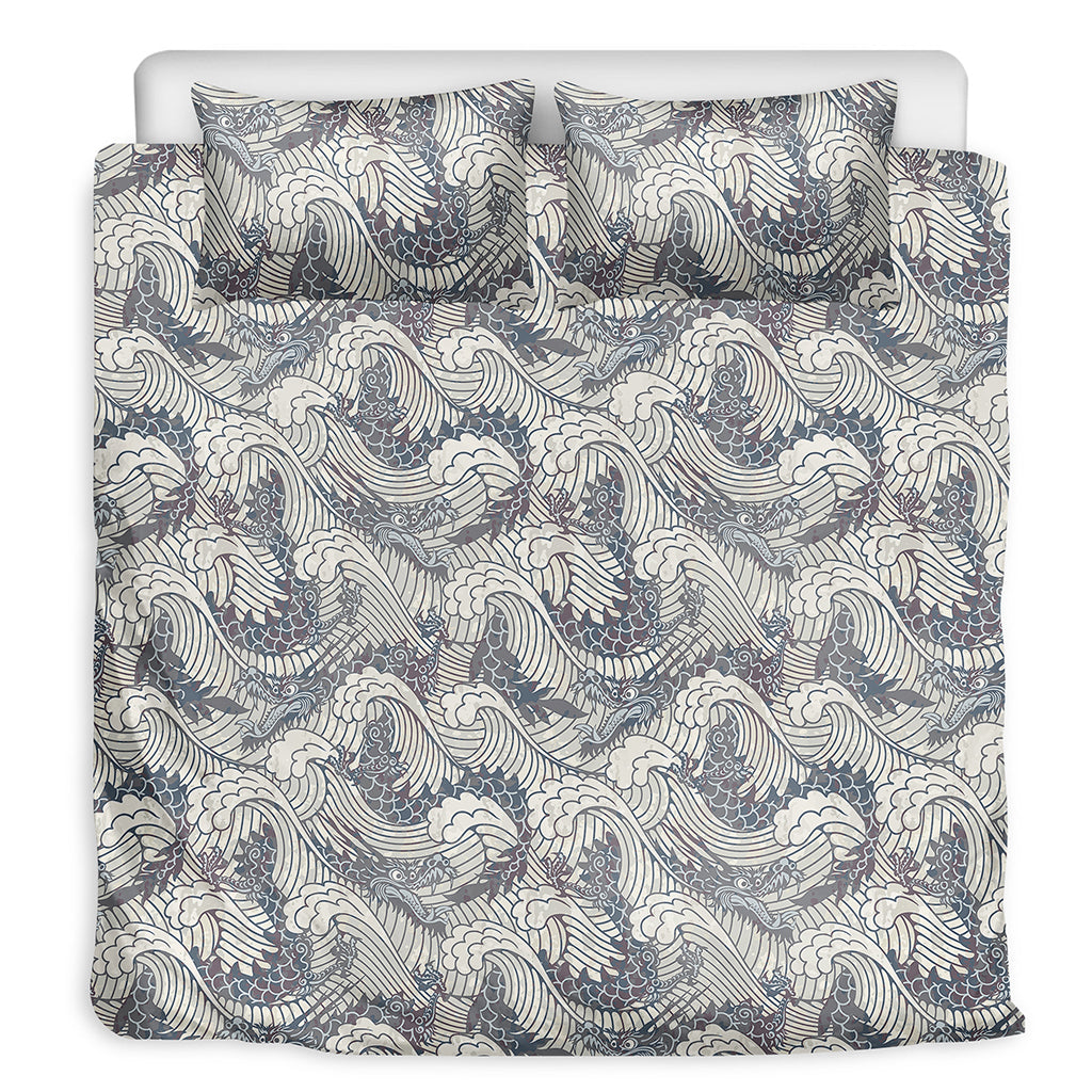 Chinese Sea Dragon Pattern Print Duvet Cover Bedding Set