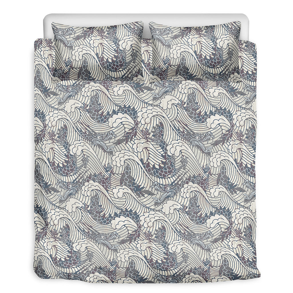 Chinese Sea Dragon Pattern Print Duvet Cover Bedding Set