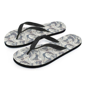 Chinese Sea Dragon Pattern Print Flip Flops