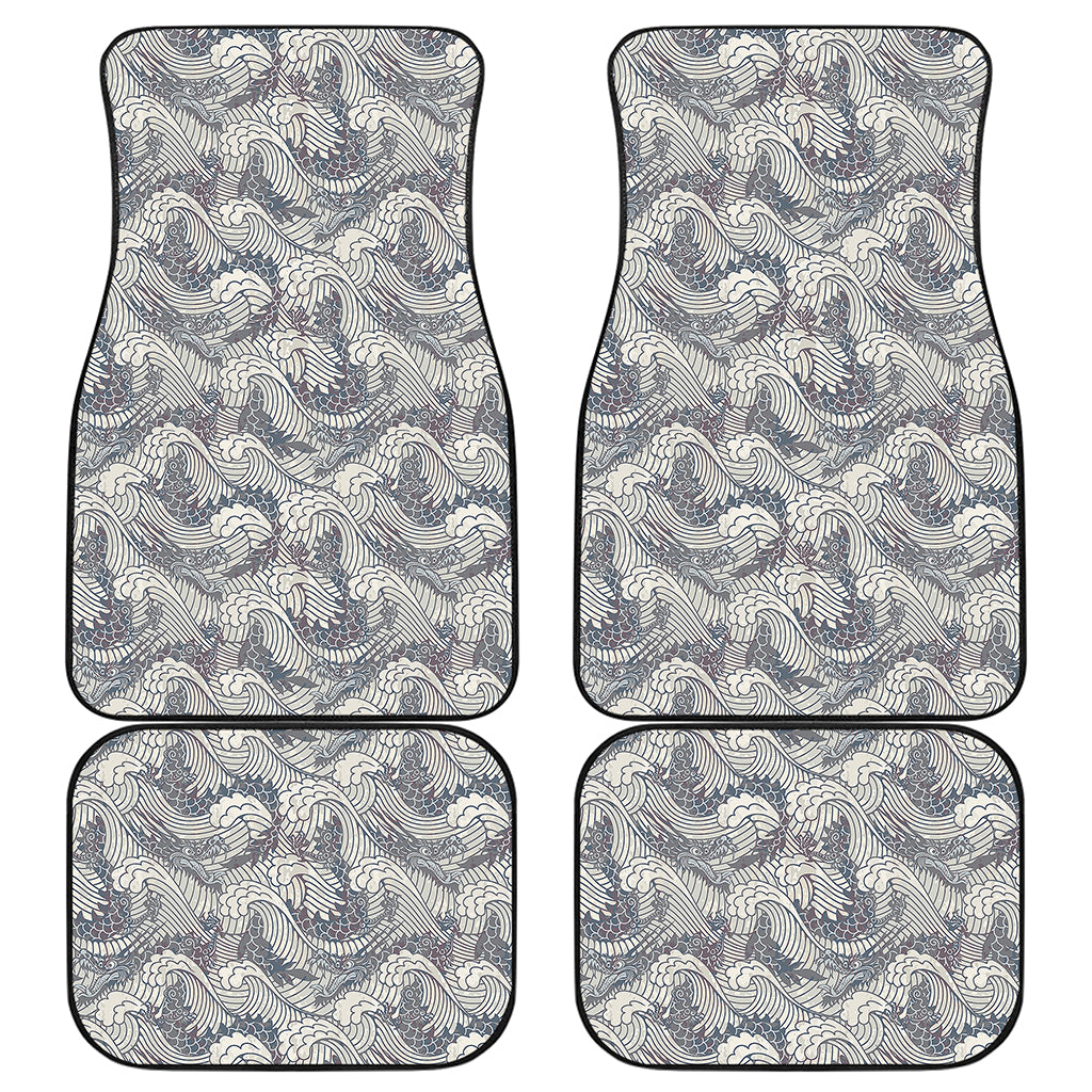 Chinese Sea Dragon Pattern Print Front and Back Car Floor Mats