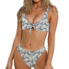 Chinese Sea Dragon Pattern Print Front Bow Tie Bikini