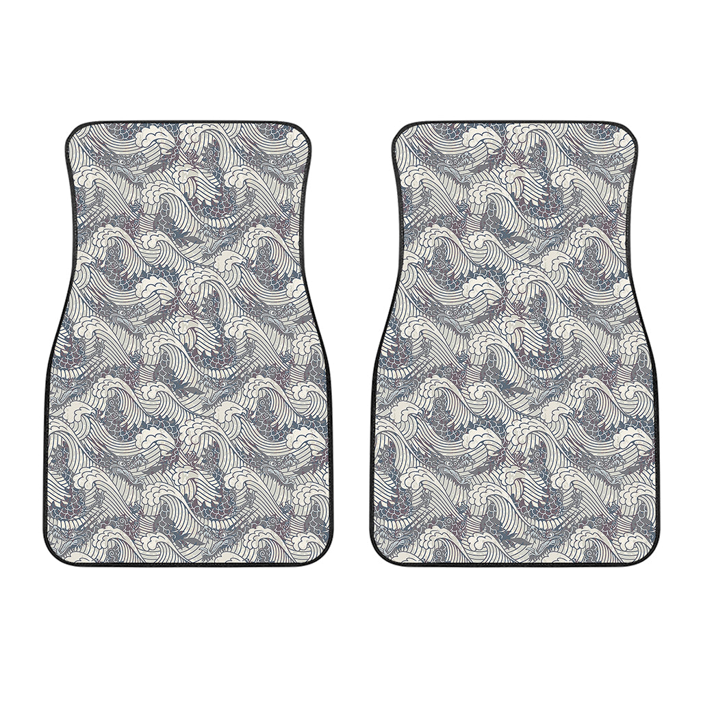 Chinese Sea Dragon Pattern Print Front Car Floor Mats