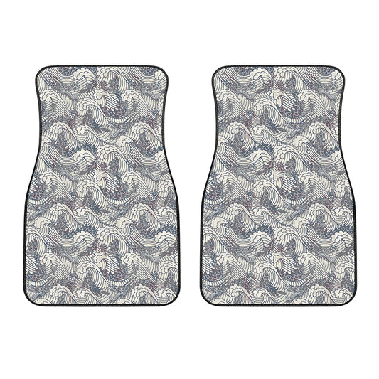 Chinese Sea Dragon Pattern Print Front Car Floor Mats