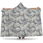 Chinese Sea Dragon Pattern Print Hooded Blanket