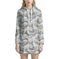 Chinese Sea Dragon Pattern Print Pullover Hoodie Dress