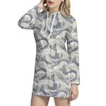 Chinese Sea Dragon Pattern Print Hoodie Dress