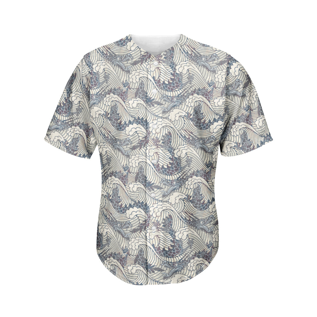 Chinese Sea Dragon Pattern Print Men's Baseball Jersey