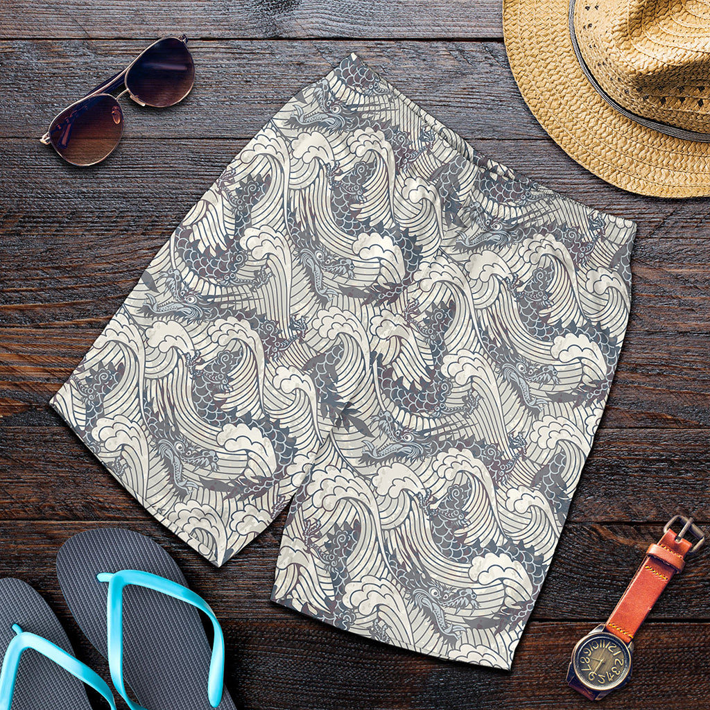 Chinese Sea Dragon Pattern Print Men's Shorts