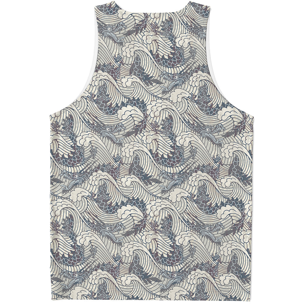 Chinese Sea Dragon Pattern Print Men's Tank Top