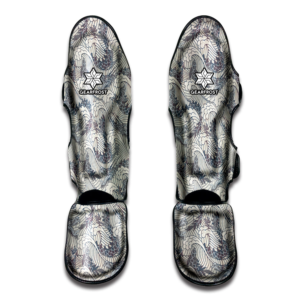 Chinese Sea Dragon Pattern Print Muay Thai Shin Guard