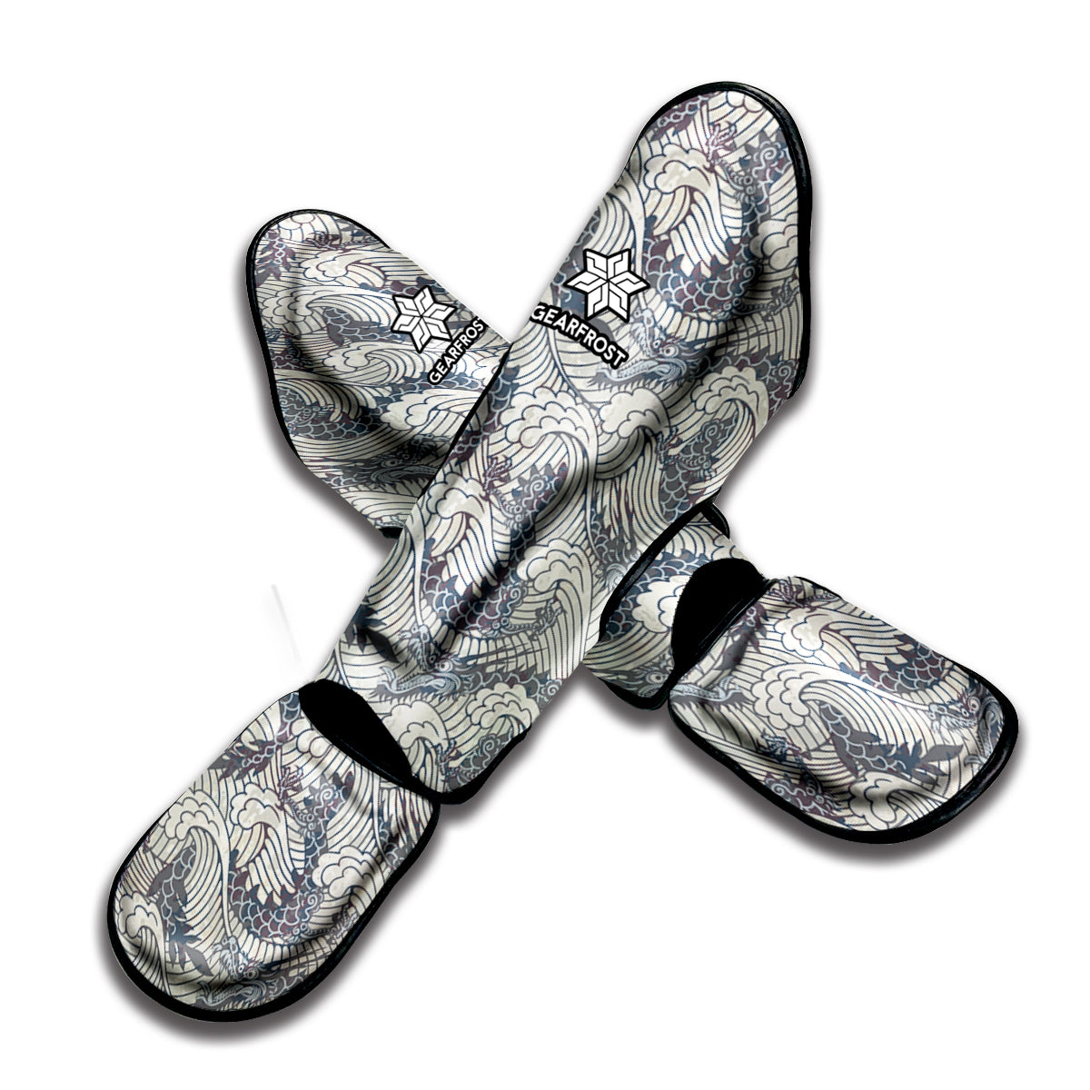 Chinese Sea Dragon Pattern Print Muay Thai Shin Guard