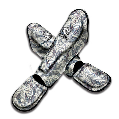 Chinese Sea Dragon Pattern Print Muay Thai Shin Guard