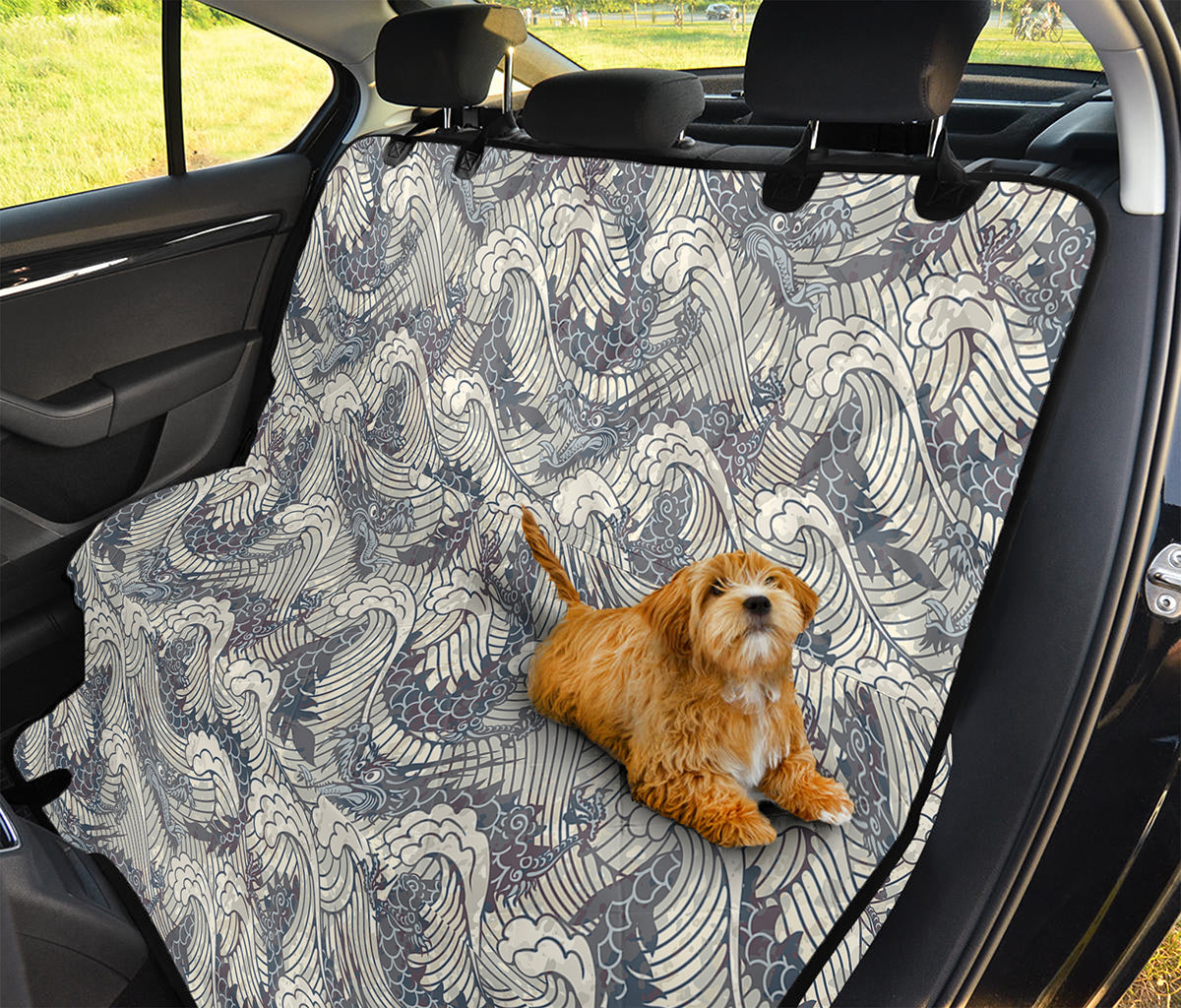 Chinese Sea Dragon Pattern Print Pet Car Back Seat Cover