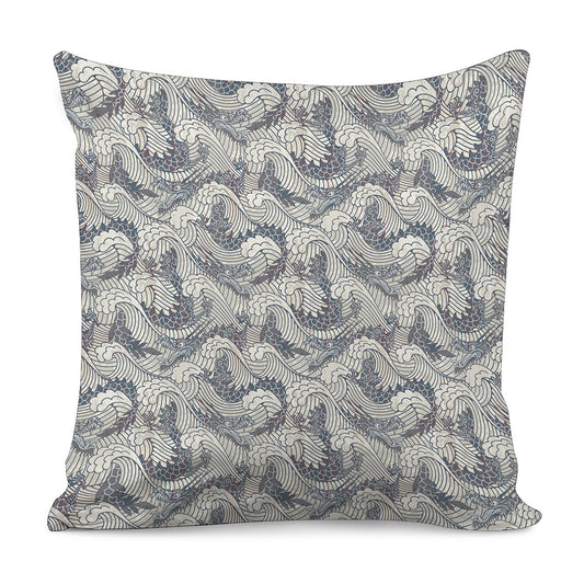 Chinese Sea Dragon Pattern Print Pillow Cover