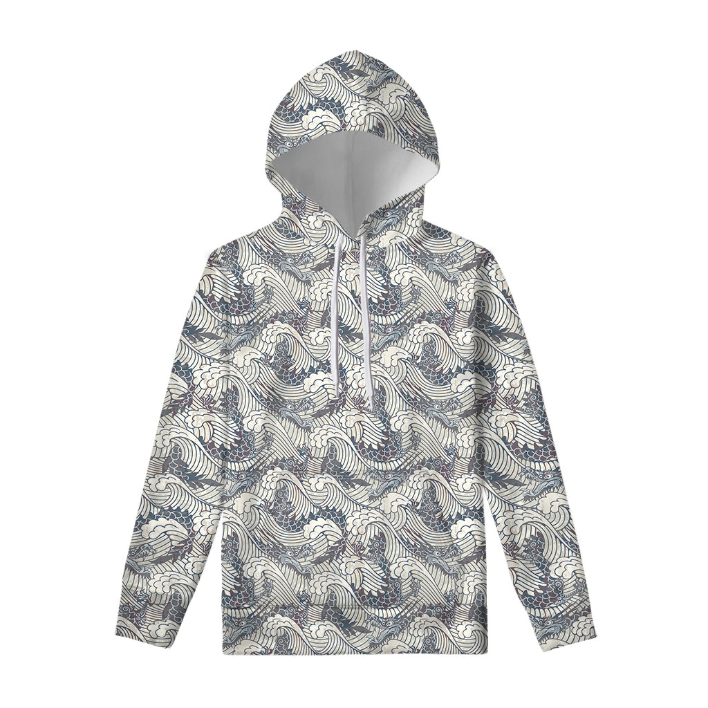 Chinese Sea Dragon Pattern Print Pullover Hoodie