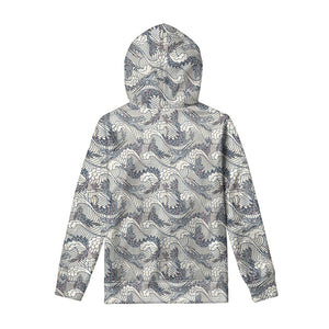 Chinese Sea Dragon Pattern Print Pullover Hoodie