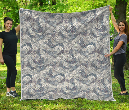 Chinese Sea Dragon Pattern Print Quilt