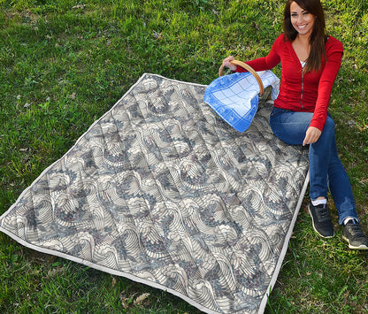 Chinese Sea Dragon Pattern Print Quilt