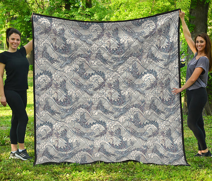 Chinese Sea Dragon Pattern Print Quilt