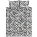 Chinese Sea Dragon Pattern Print Quilt Bed Set