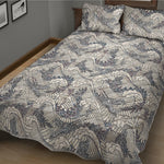 Chinese Sea Dragon Pattern Print Quilt Bed Set