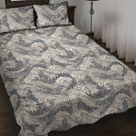 Chinese Sea Dragon Pattern Print Quilt Bed Set