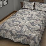 Chinese Sea Dragon Pattern Print Quilt Bed Set