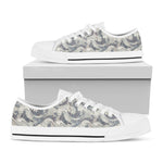 Chinese Sea Dragon Pattern Print White Low Top Shoes