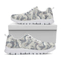 Chinese Sea Dragon Pattern Print White Running Shoes