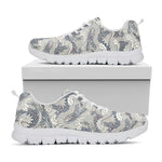 Chinese Sea Dragon Pattern Print White Sneakers