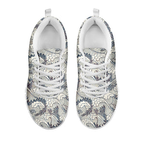 Chinese Sea Dragon Pattern Print White Sneakers