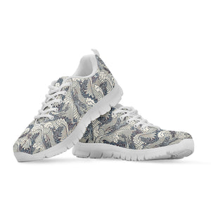 Chinese Sea Dragon Pattern Print White Sneakers