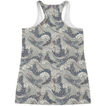 Chinese Sea Dragon Pattern Print Women's Racerback Tank Top