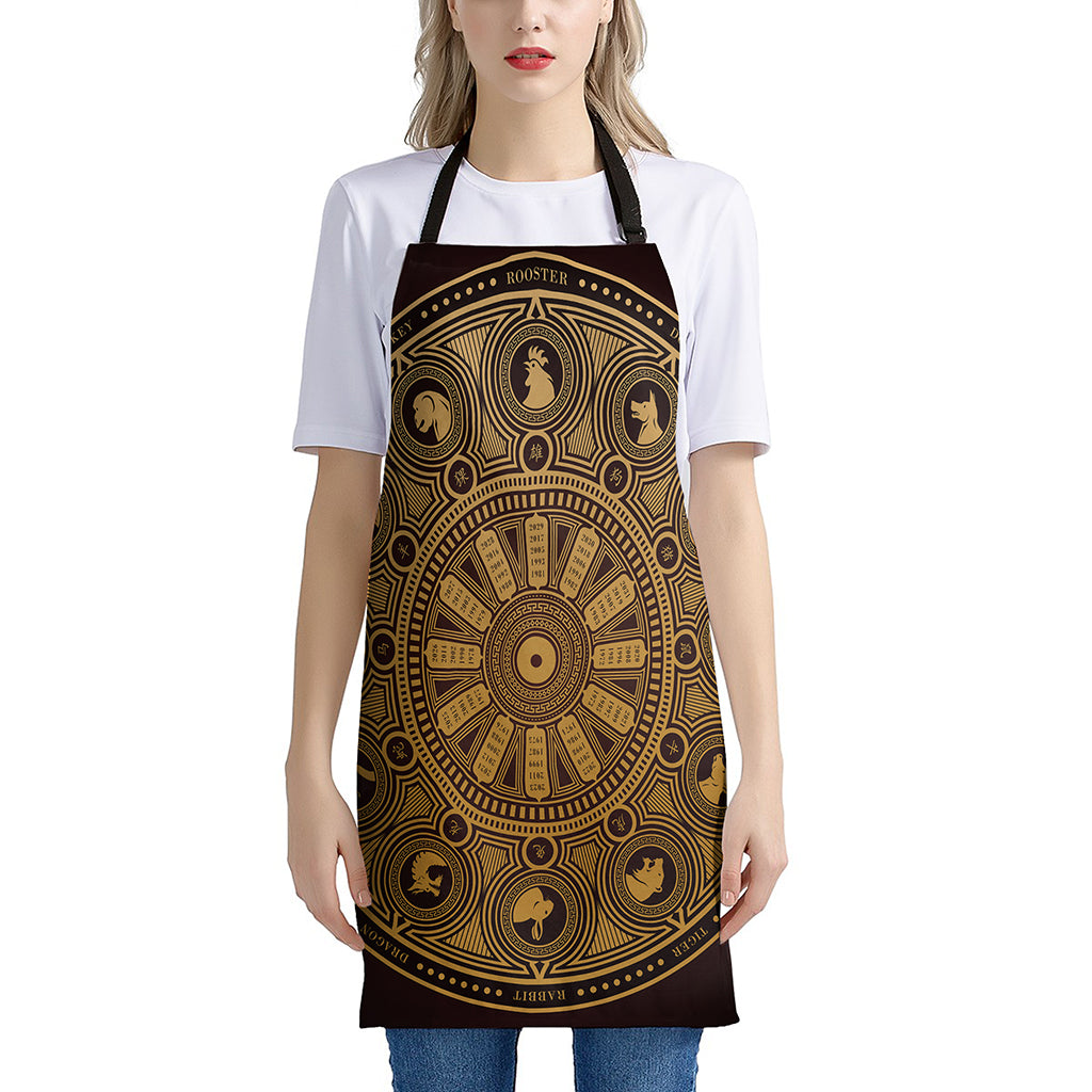 Chinese Zodiac Calendar Signs Print Apron