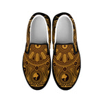 Chinese Zodiac Calendar Signs Print Black Slip On Shoes