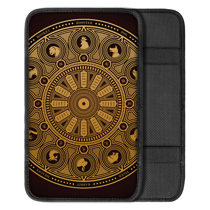 Chinese Zodiac Calendar Signs Print Car Center Console Cover