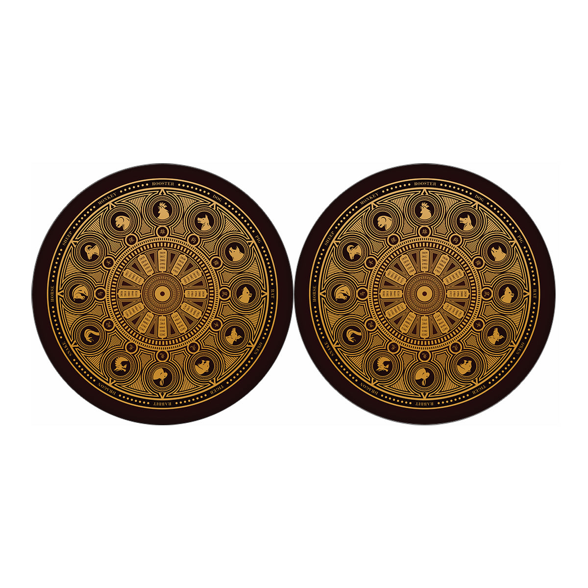 Chinese Zodiac Calendar Signs Print Car Coasters
