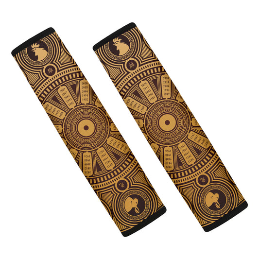 Chinese Zodiac Calendar Signs Print Car Seat Belt Covers