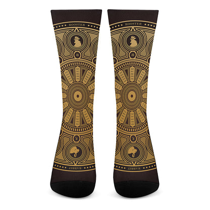 Chinese Zodiac Calendar Signs Print Crew Socks